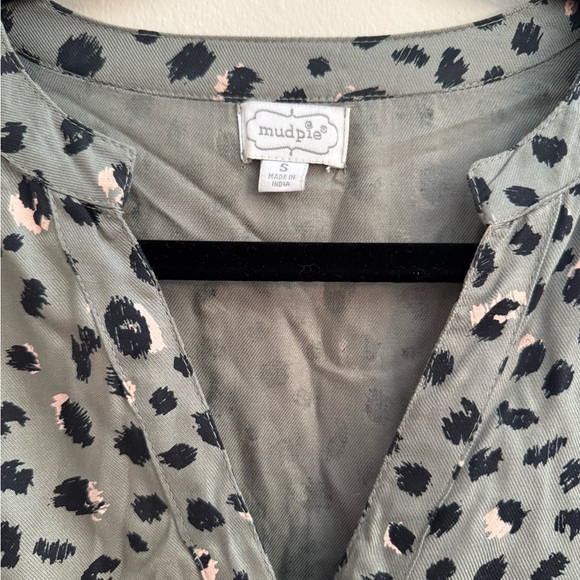 Mud Pie Maybell Flounce Leopard Mini Dress Size Small Tiered Balloon Sleeve Boho - Picture 2 of 8